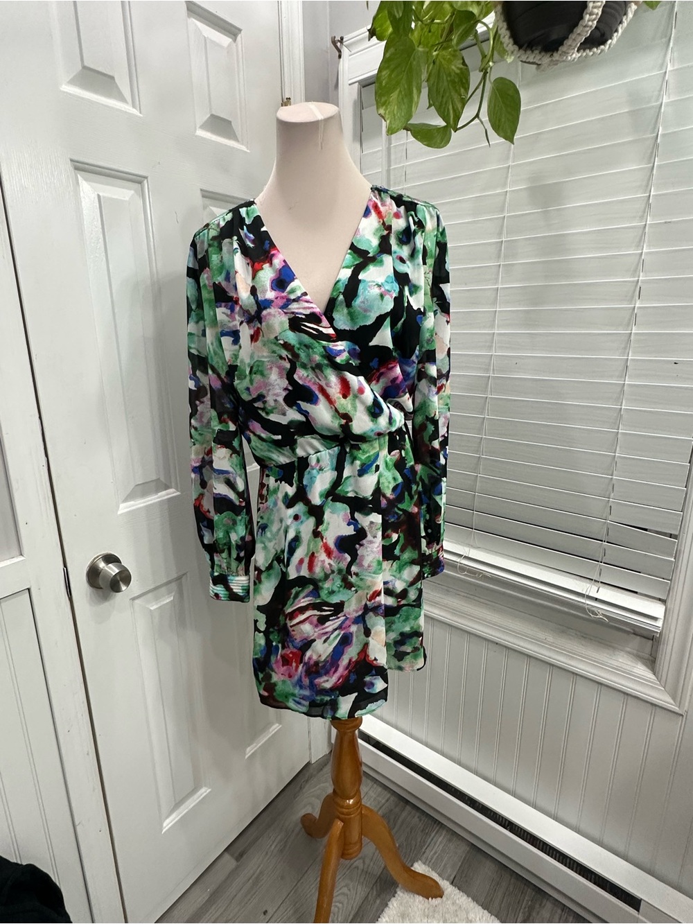 Parker Multicolor Abstract Print Top in Blue, Green, Pink